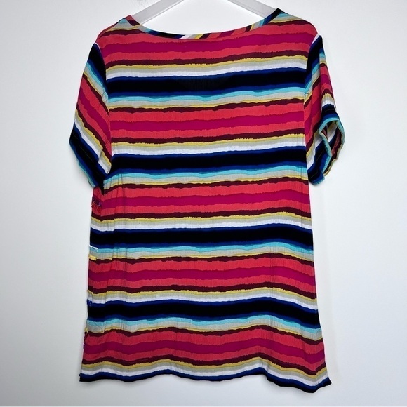 Soft Surroundings Colorista Sequin Striped Colorful Tunic Short Sleeve Top - Picture 11 of 13
